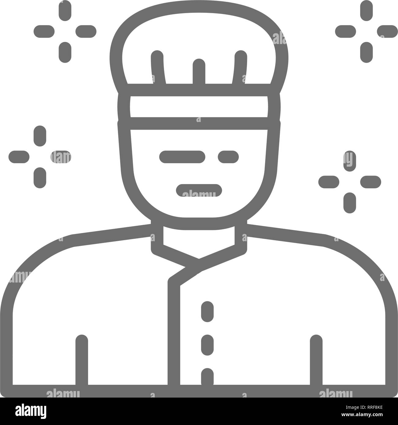 Doctor in medical uniform, surgeon in mask line icon. Stock Vector