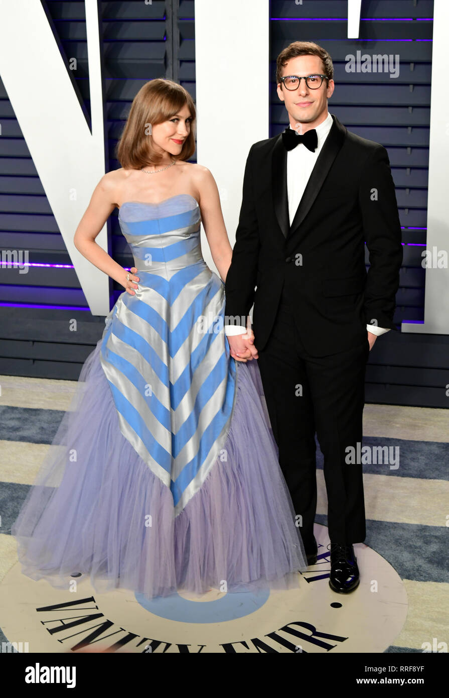Andy Samberg and Joanna Newsom attending the Vanity Fair Oscar Party held at the Wallis