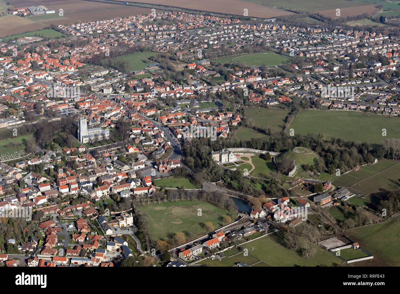 aerial view of the town of Tickhill near Doncaster, South Yorkshire Stock Photo