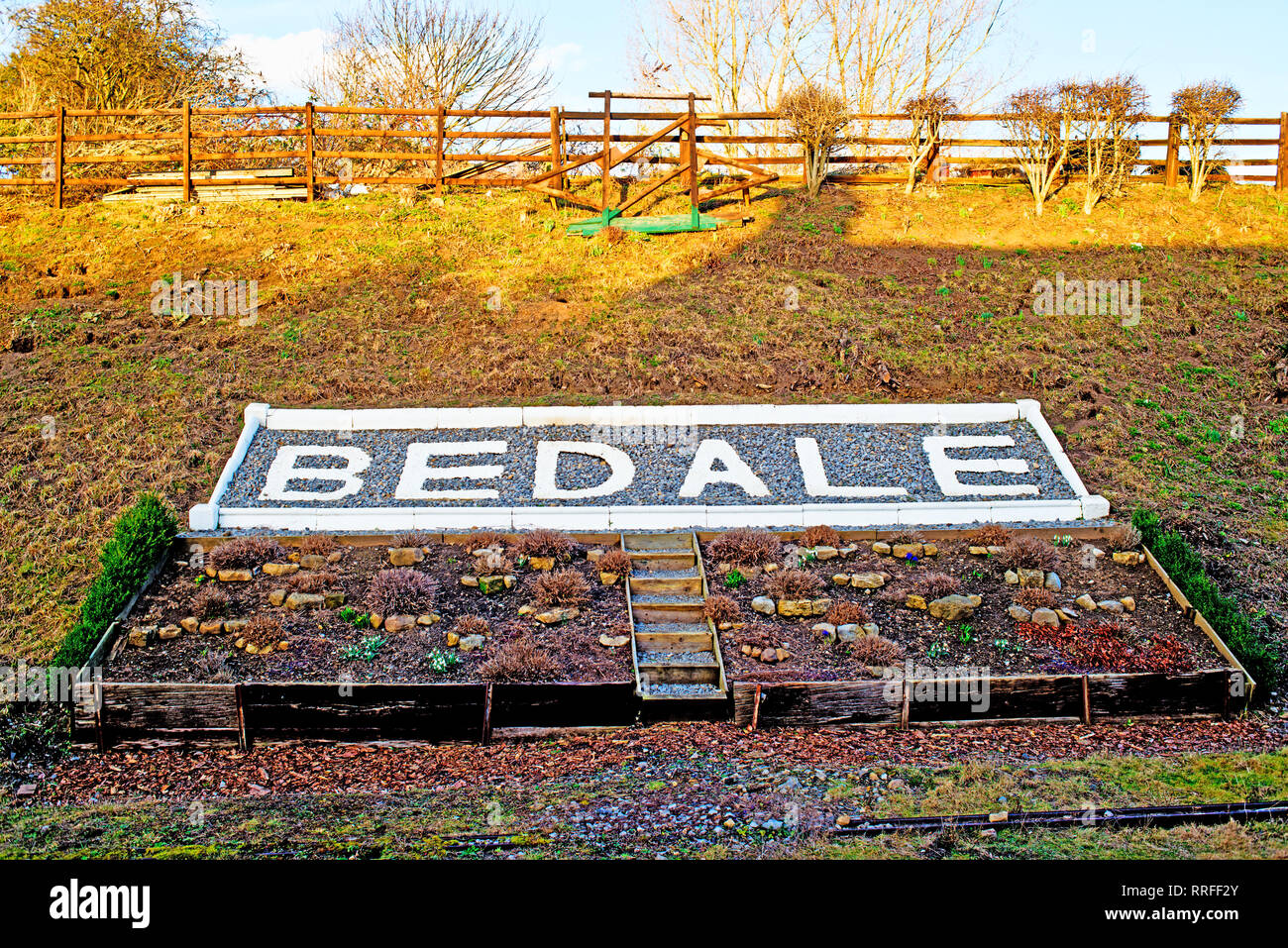 Bedale Sign, Bedale Railway Station, Bedale, Wensleydale Railway, North