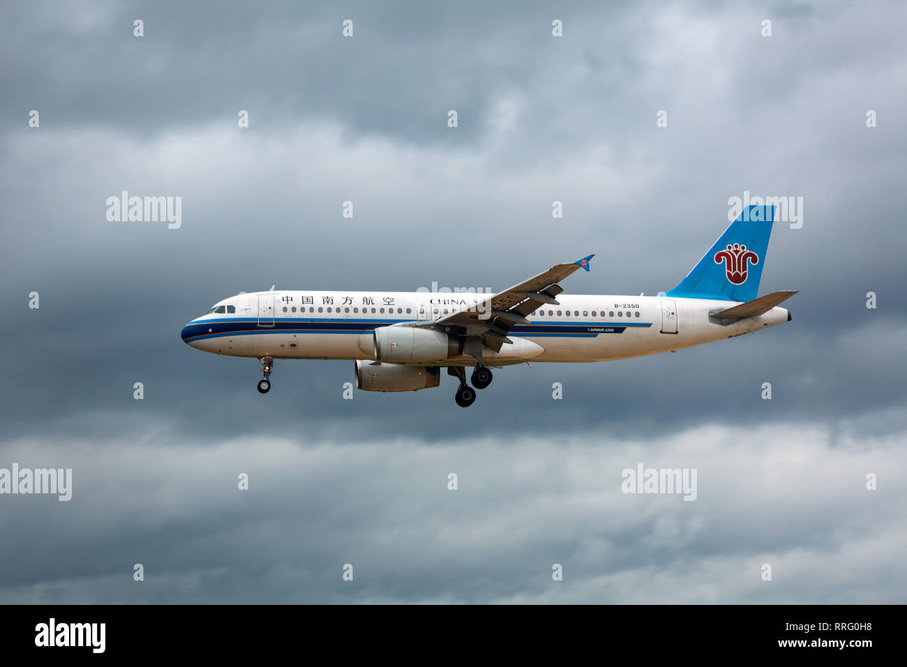 PHUKET, THAILAND - NOVEMBER 27, 2016: Airbus A320-232, B-2350 of China Southern Airlines flies in the sky Stock Photo