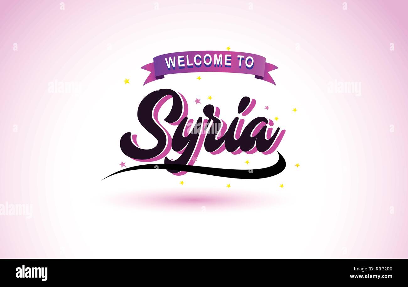 Download Syria Welcome To Creative Text Handwritten Font With Purple Pink Colors Design Vector Illustration Stock Vector Image Art Alamy SVG Cut Files