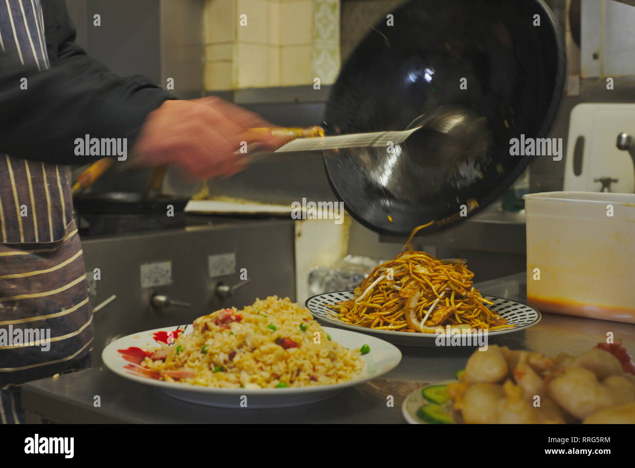 Chinese takeaway food preparation Stock Photo