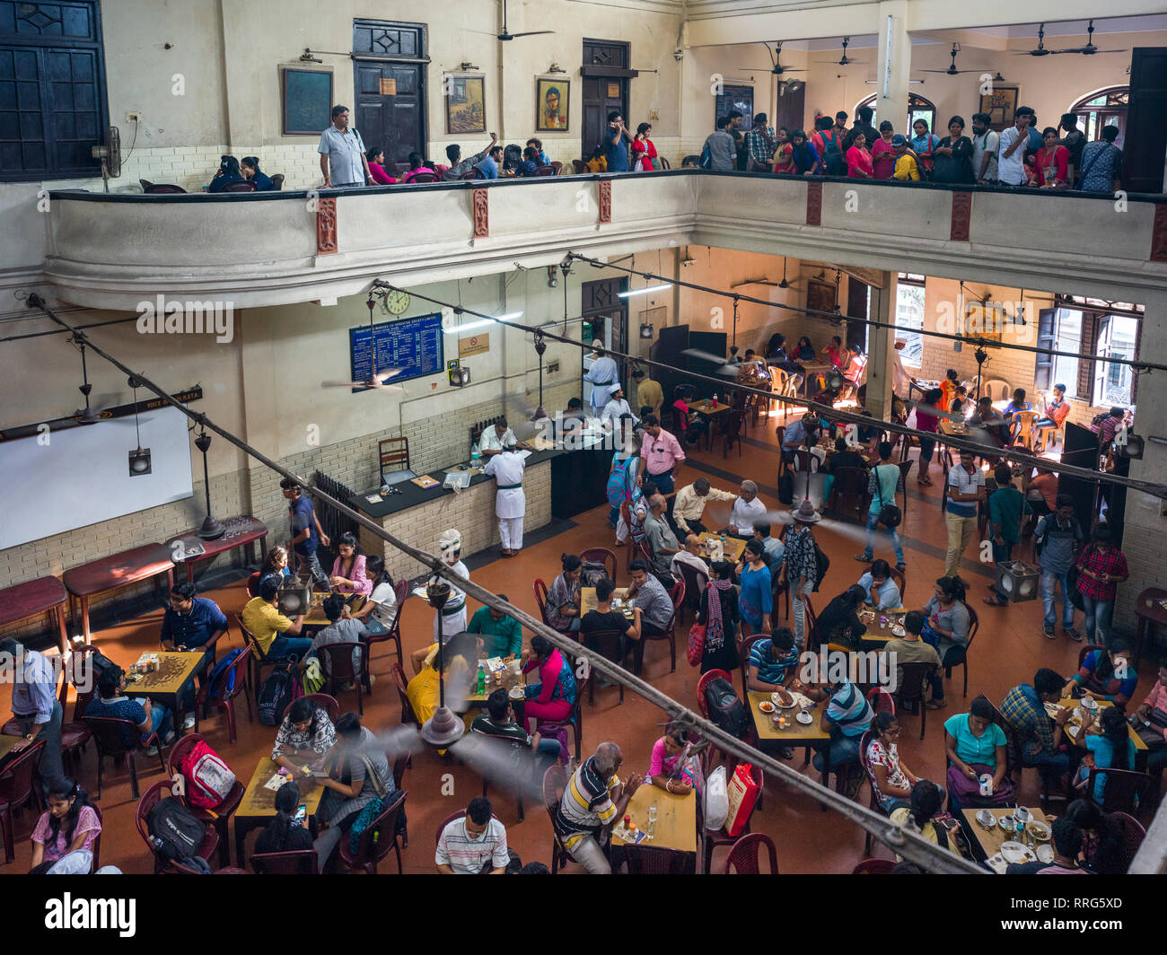 High Angle View Of People In A Historic Coffee House Indian Coffee House College Street Kolkata West Bengal India Stock Photo Alamy