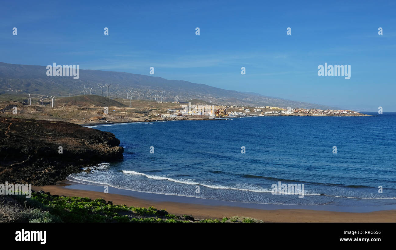 Playa Poris de Abona, a small beach in the south-eastern part of island of Tenerife with sunny sky and great temperatures, Canary Islands, Spain Stock Photo