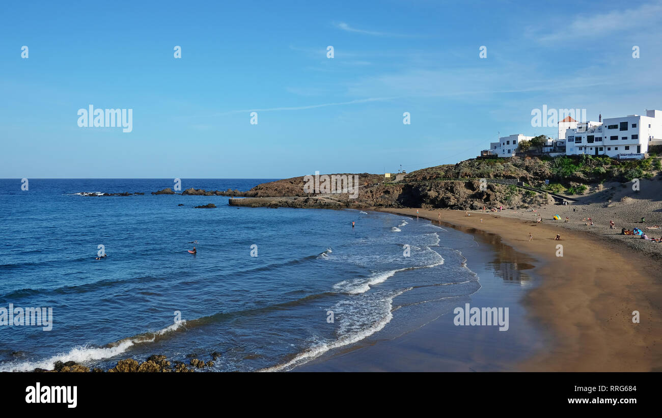 Playa Poris de Abona, a small beach in the south-eastern part of island of Tenerife with sunny sky and great temperatures, Canary Islands, Spain Stock Photo