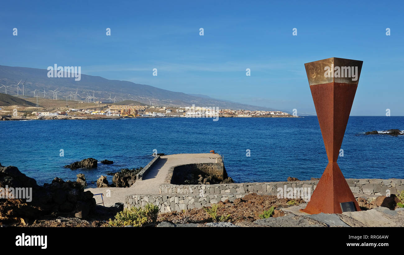 Ilustracion Ayuntamiento Villa de Arico, iron rusty monument installed by the town hall in the small village Poris de Abona, Tenerife, Canary Islands Stock Photo