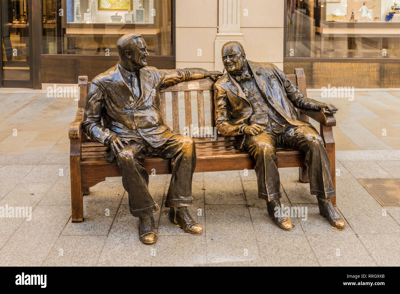 The Churchill And Roosevelt, Allies Sculpture, on New Bond Street, in Mayfair, London, England, United Kingdom, Europe Stock Photo