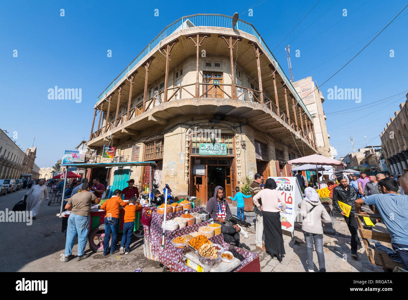 Historic Baghdad cafe, Shahbandar Cafe, Baghdad, Iraq, Middle East Stock Photo