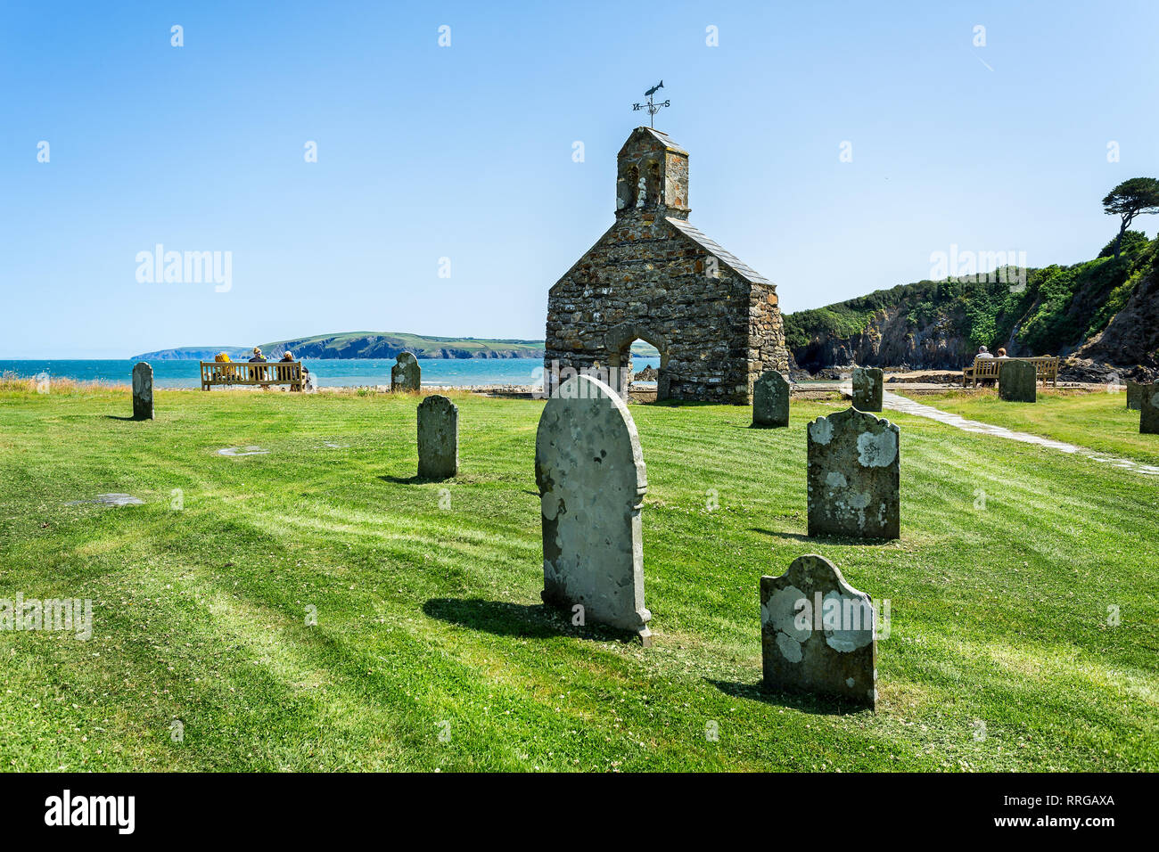 Ruins of St Brynach's Church on Dinas Isalnd, Pembrokeshire, UK on 15 ...