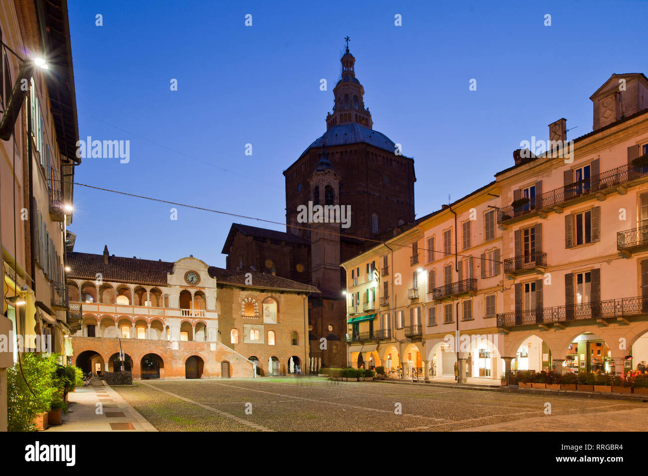 Piazza Vittoria, Pavia Cathedral, Pavia, Lombardy, Italy, Europe Stock Photo