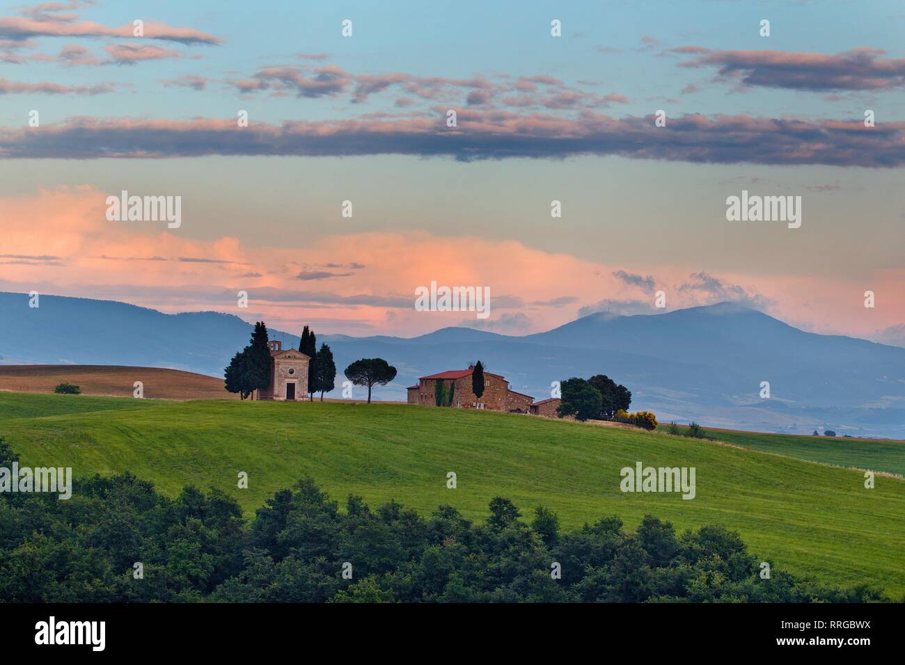 Vitaleta Church, San Quirico d'Orcia, Val d'Orcia, UNESCO World Heritage Site, Tuscany, Italy, Europe Stock Photo