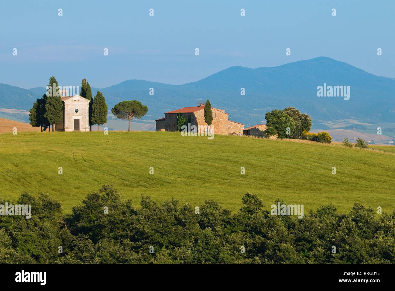 Vitaleta Church, San Quirico d'Orcia, Val d'Orcia, UNESCO World Heritage Site, Tuscany, Italy, Europe Stock Photo