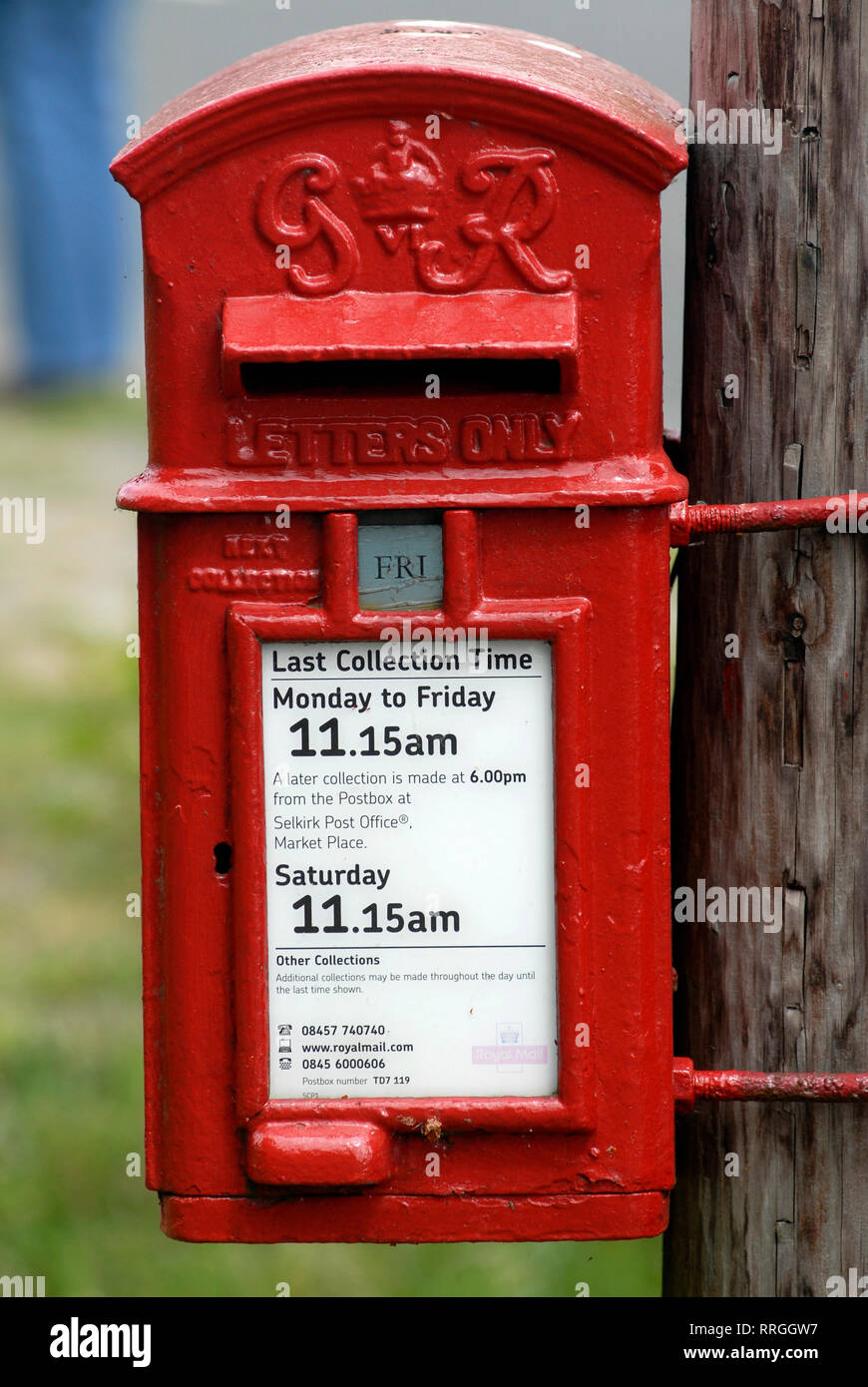 Old red mailbox in Loch of the Lowes, Scotland, United Kingdom Stock Photo Alamy