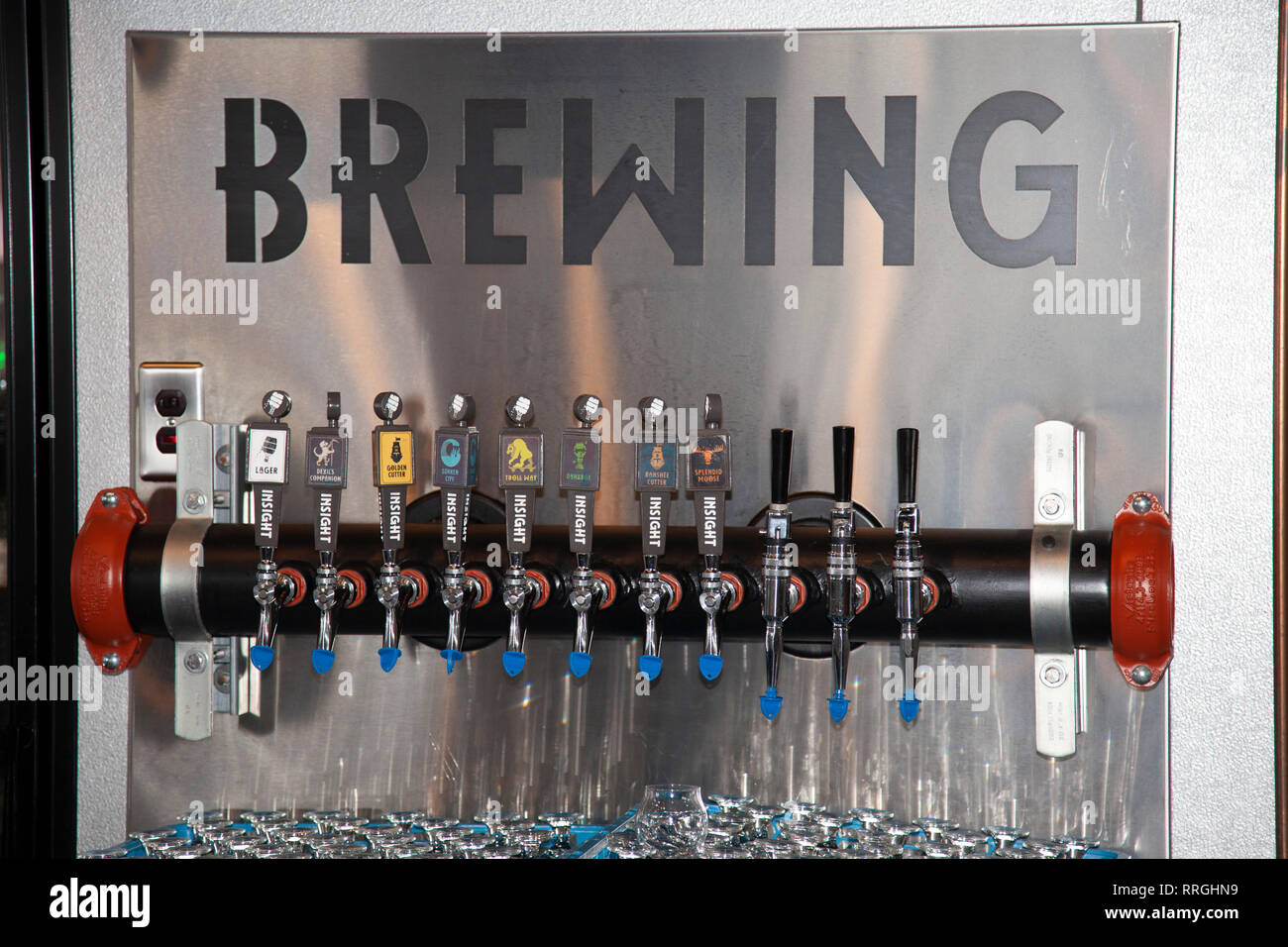 Taps Of Their Different Beers In The Insight Brewing Company