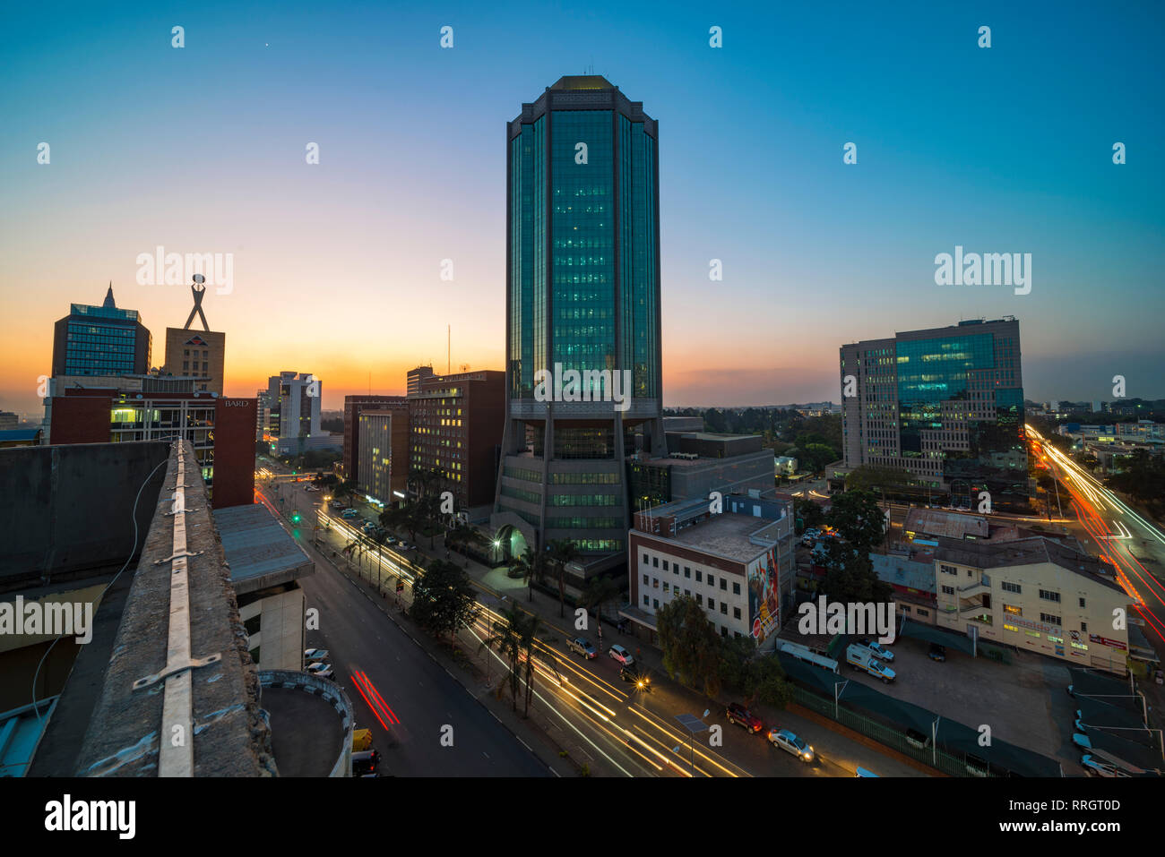 Evening lights in Zimbabwe's capital city Harare Stock Photo Alamy