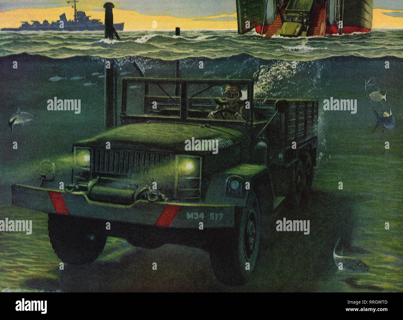 Eager Beaver' Jeep drives Underwater Stock Photo Alamy