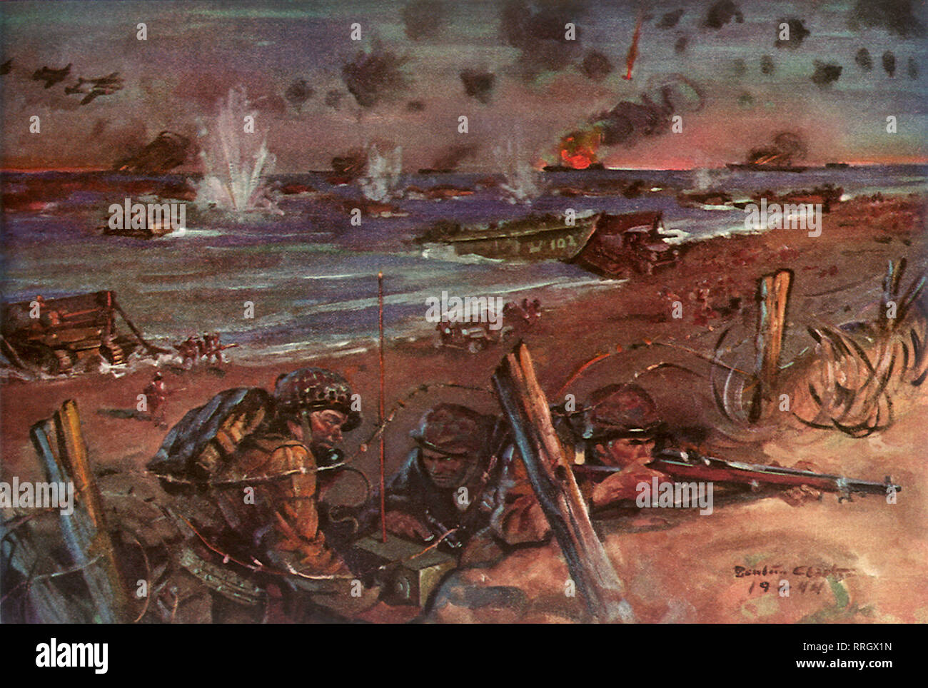 Marines invading Normandy. Stock Photo