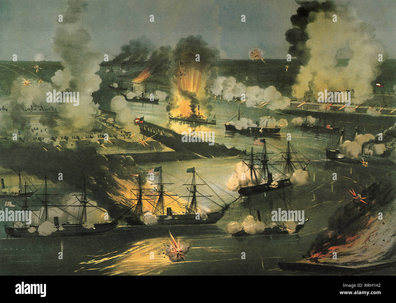 The Splendid Naval Triumph on the Mississippi. Stock Photo