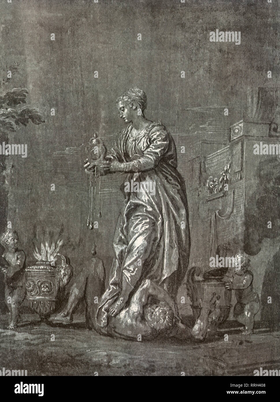 The Victory of Virtue over Vice. Stock Photo