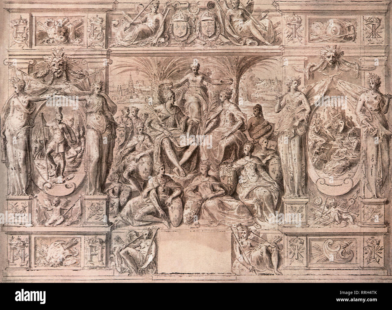 Henri II and Catherine de Medicis' Lineage 1580. Stock Photo
