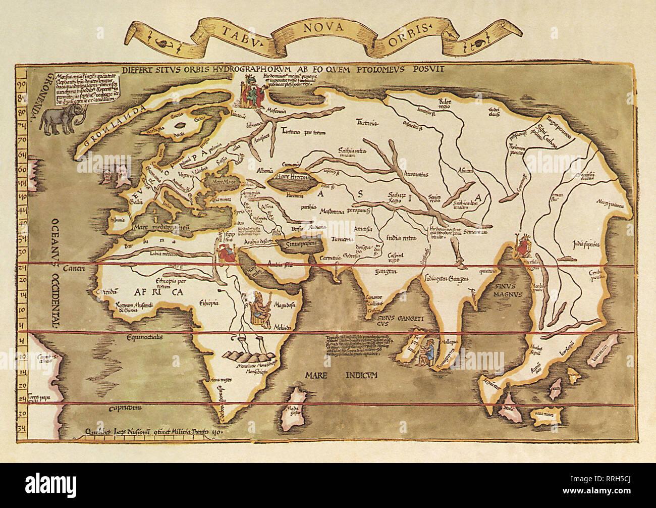 Map of the World 1535. Stock Photo