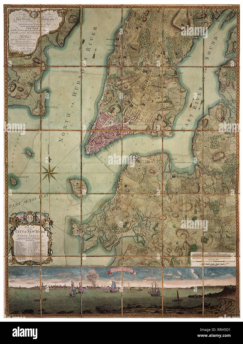 Plan of New York City 1766. Stock Photo