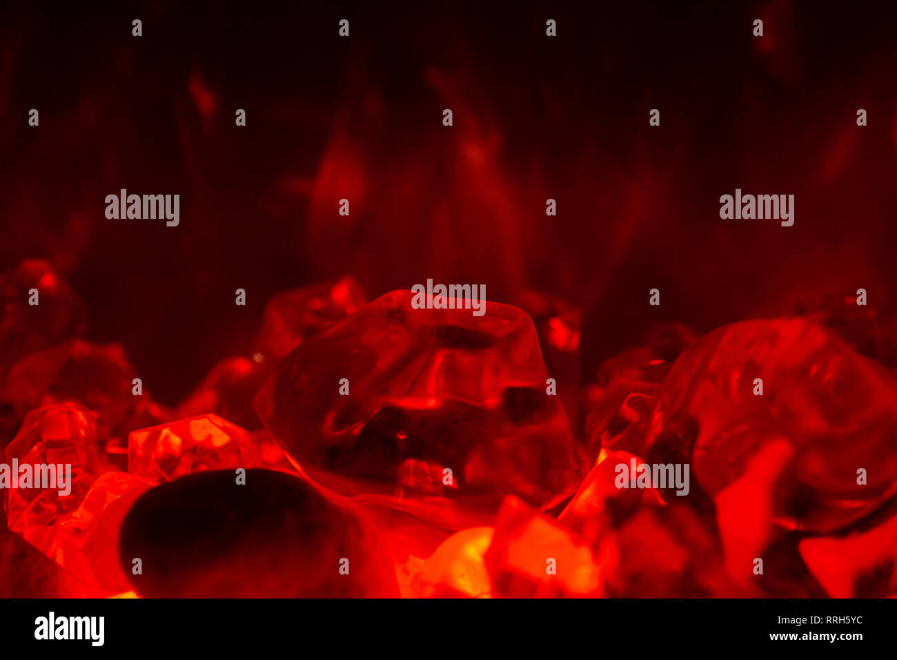Wall Mounted Electric Fireplace With Red Color Artificial Fake