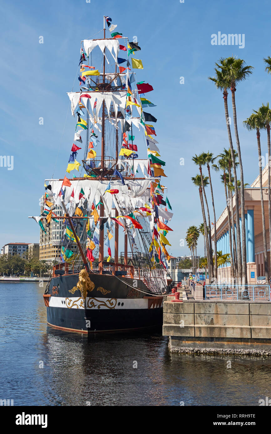 The Jose Gasparilla docked at the Tampa Convention Center Stock Photo