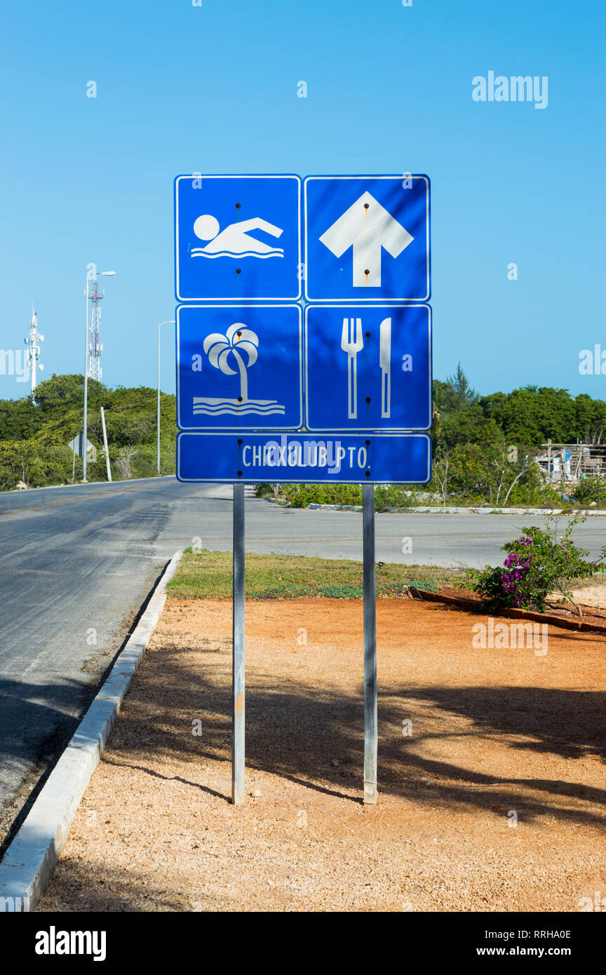 Chicxulub town sign in Yucatan, Mexico Stock Photo Alamy