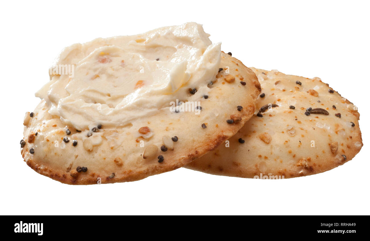 Everything Bagel Chip with cream cheese Stock Photo Alamy