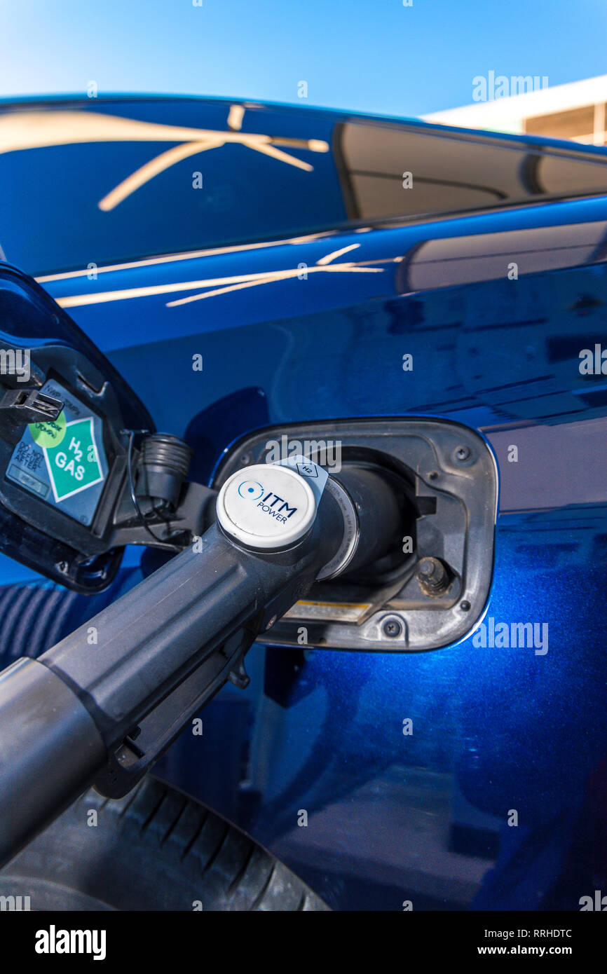 Close up refuelling a hydrogen car Stock Photo