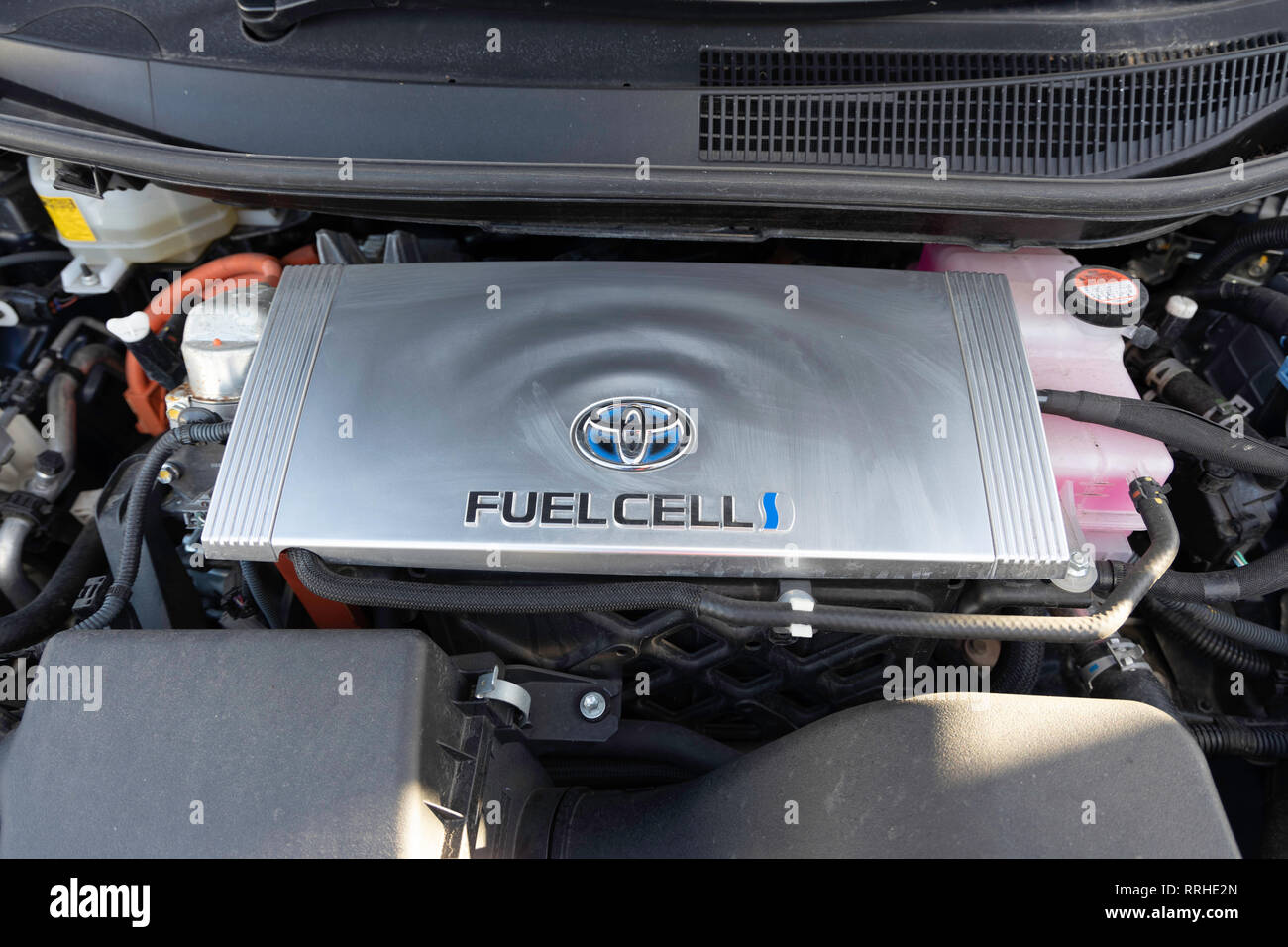 Hydrogen fuel cell power car engine Stock Photo