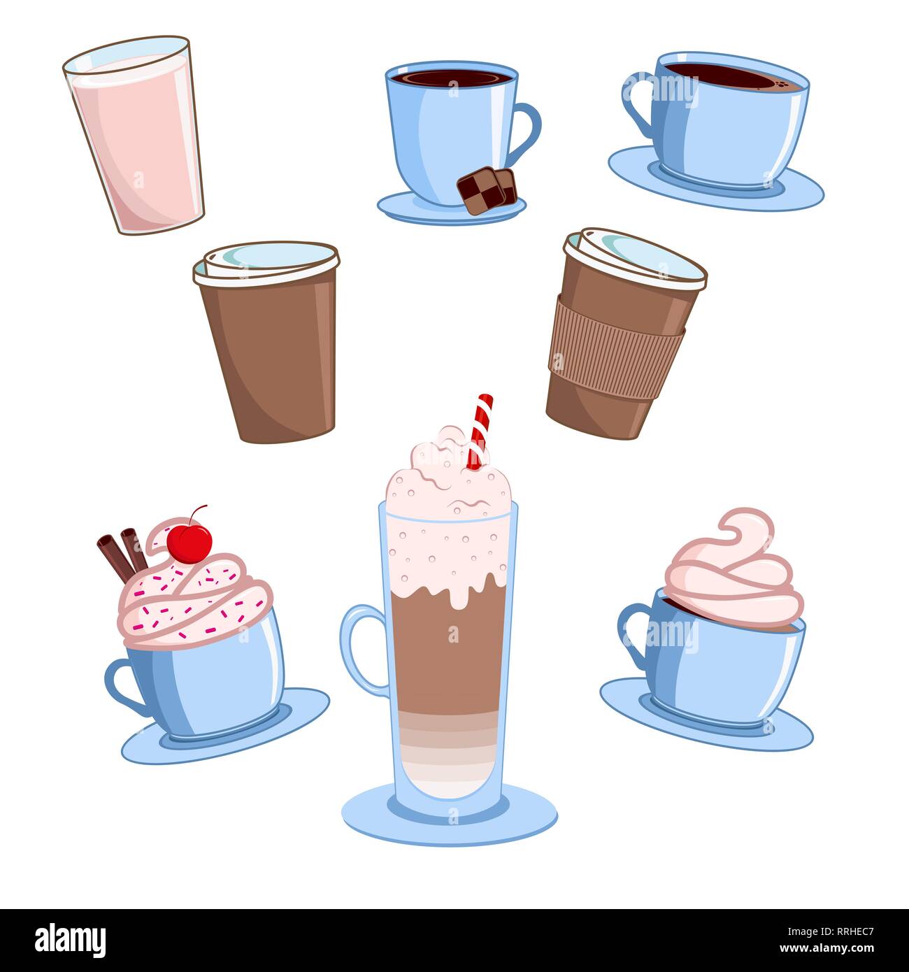 Cute Coffee Mugs Clip Art Set