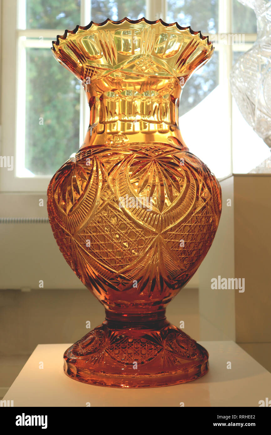 A Large Brown Crystal Vase A Large Transparent Attribute Of