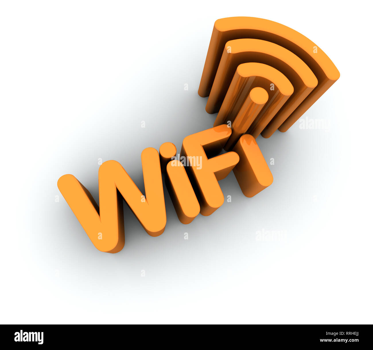 WiFi Text with Antenna Icon isolated on white background. 3D Global ...