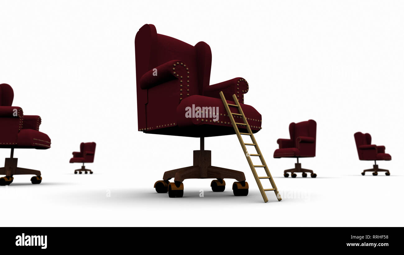 High resolution raytraced 3D render of ladder leaning against executive