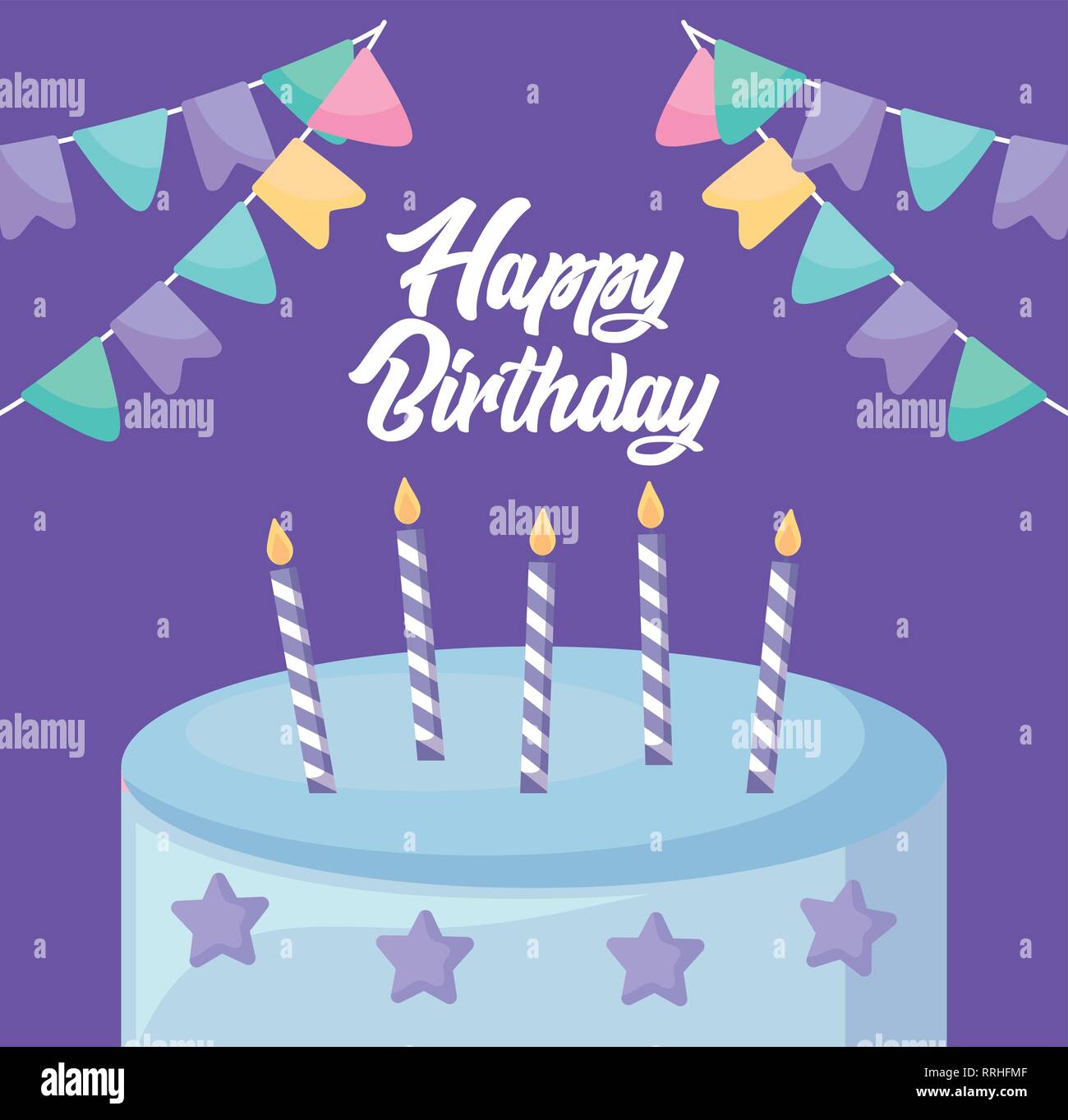 happy birthday card with sweet cake vector illustration design Stock ...