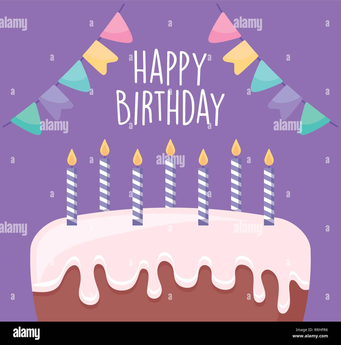 happy birthday card with sweet cake vector illustration design Stock ...