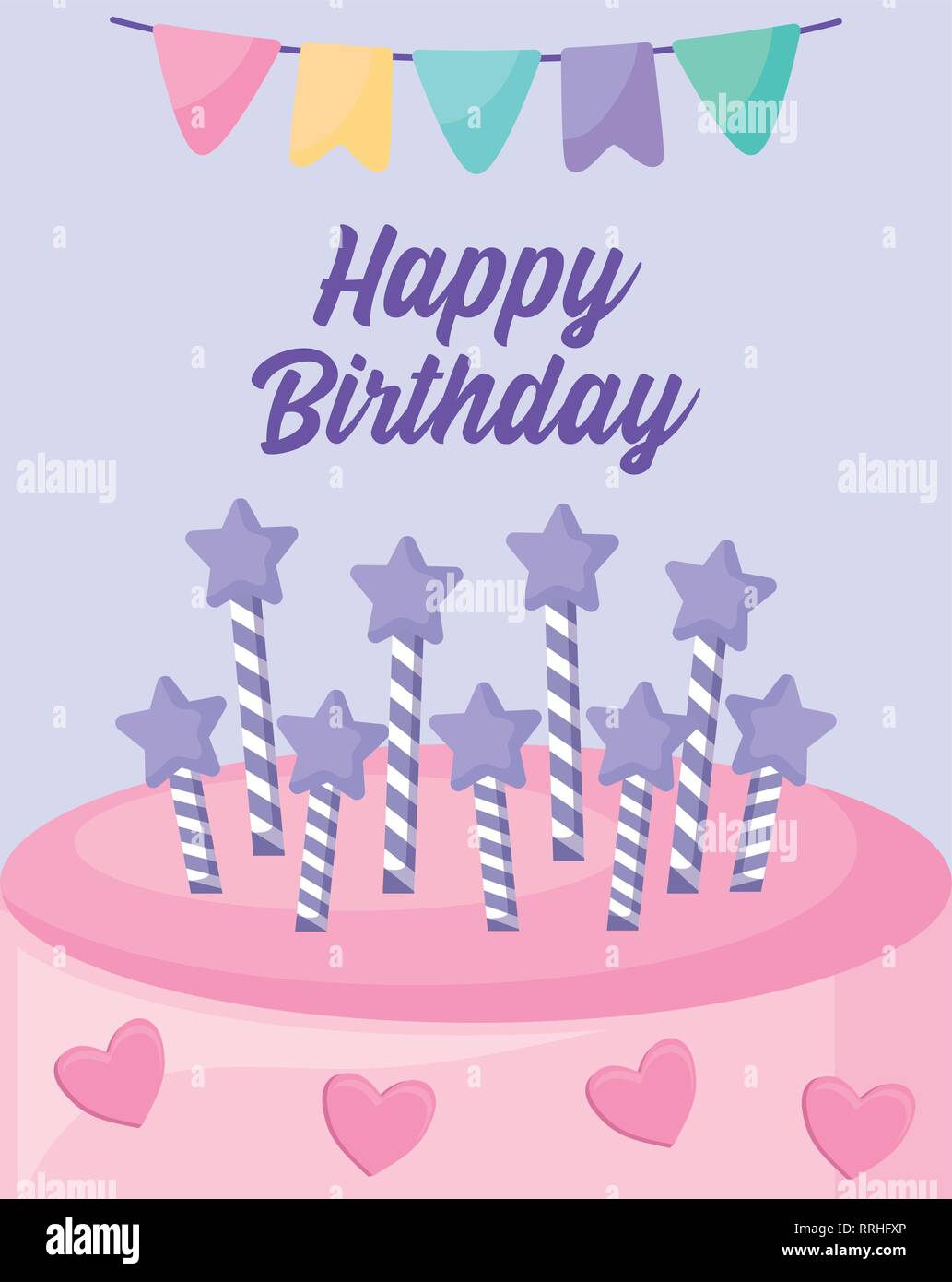 happy birthday card with sweet cake vector illustration design Stock ...