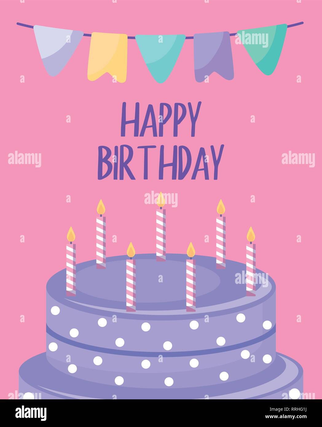 happy birthday card with sweet cake vector illustration design Stock ...
