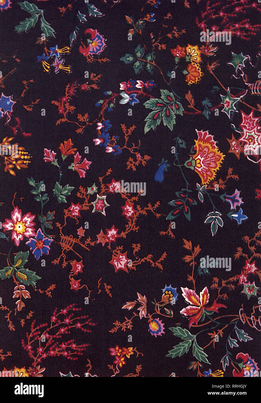 Colorful Floral repeat on black. Stock Photo