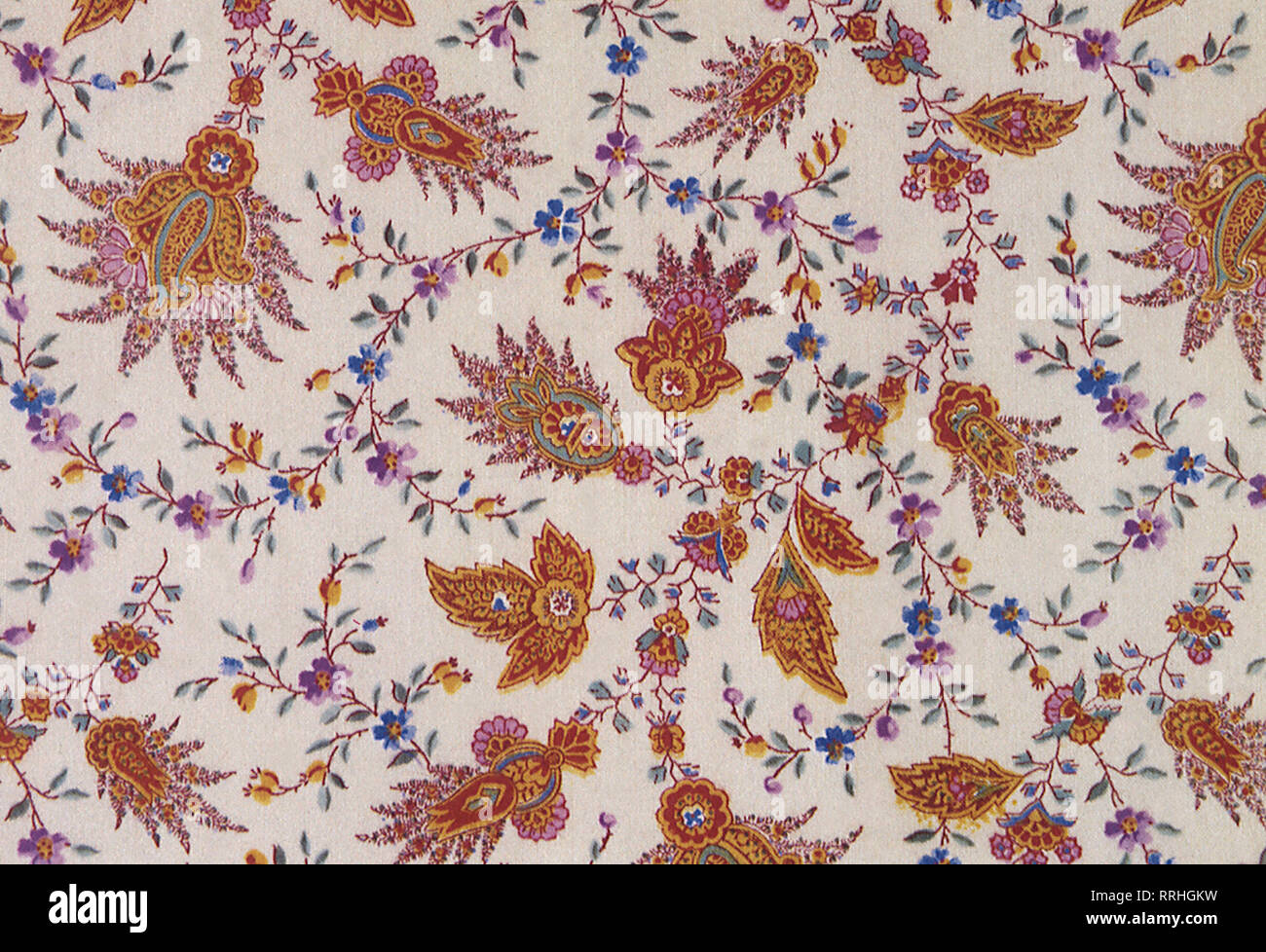 Paisley floral pattern repeat on off white background. Stock Photo
