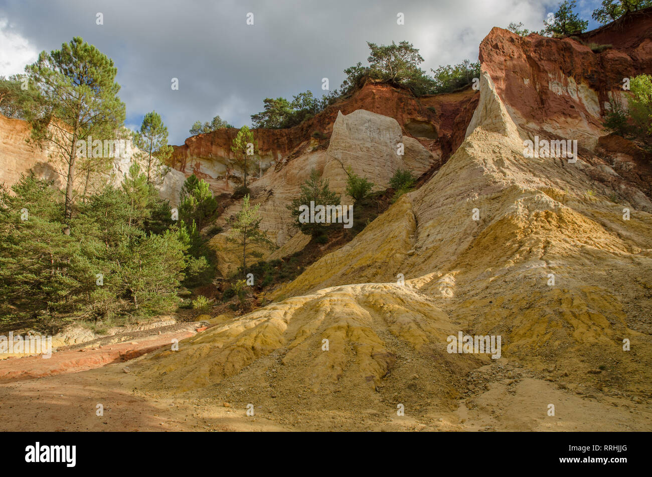 Provence Rocks red and yellow rocks in the provencal colorado park near rustrel town ...