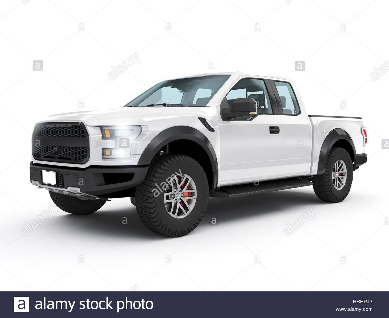 Modern White Pick Up Truck Suv Vehicle On White Background 3d Illustration Stock Photo Alamy