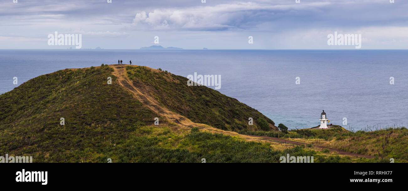 Cape Reinga Lighthouse (Te Rerenga Wairua Lighthouse), Aupouri Peninsula, Northland, North Island, New Zealand, Pacific Stock Photo