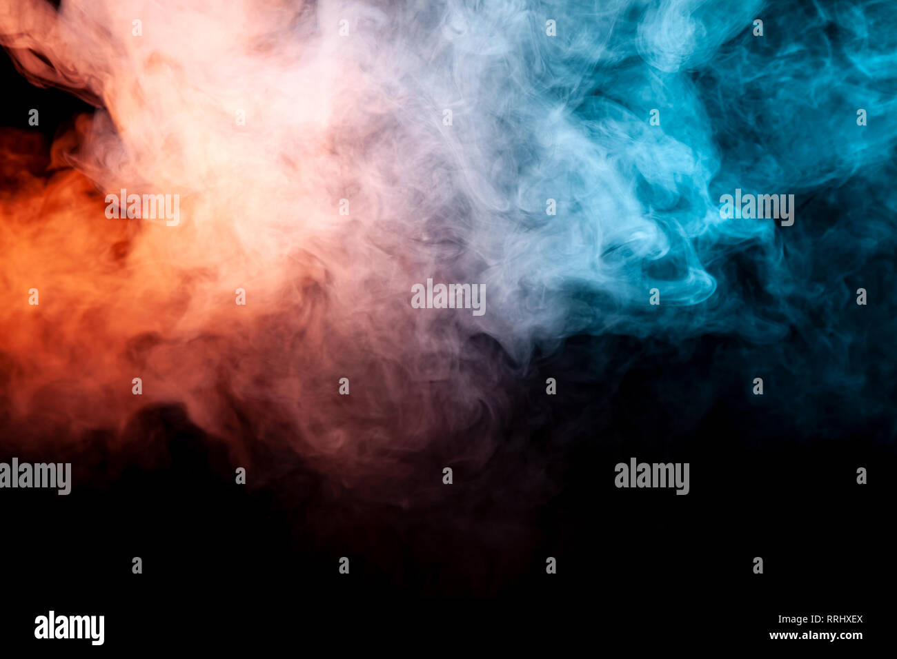 Background Of Orange Purple Red And Blue Wavy Smoke On A Black