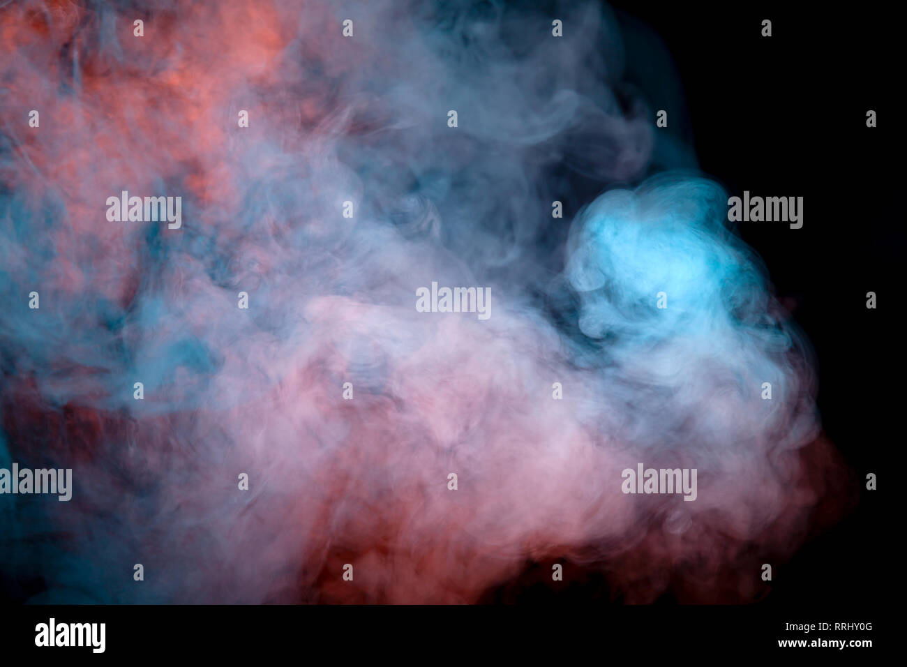 Background Of Orange Purple Red And Blue Wavy Smoke On A Black