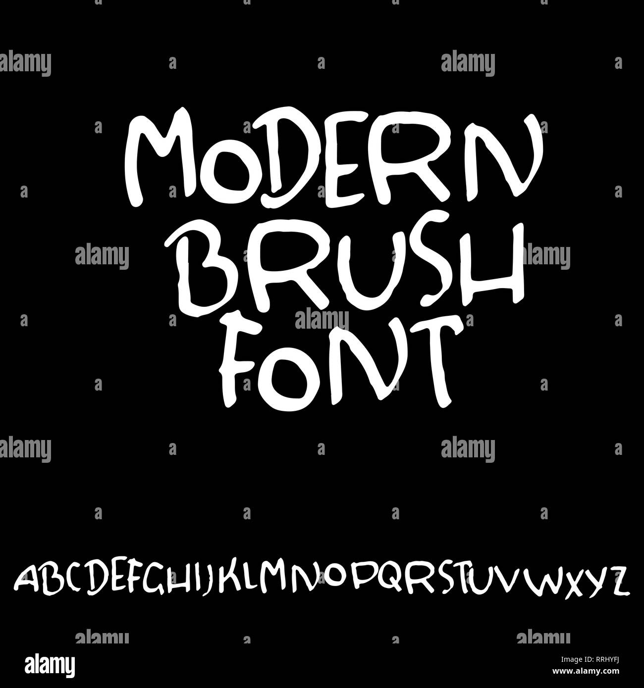 Modern brush lettering. Handdrawn grunge ink font. Vector illustration ...