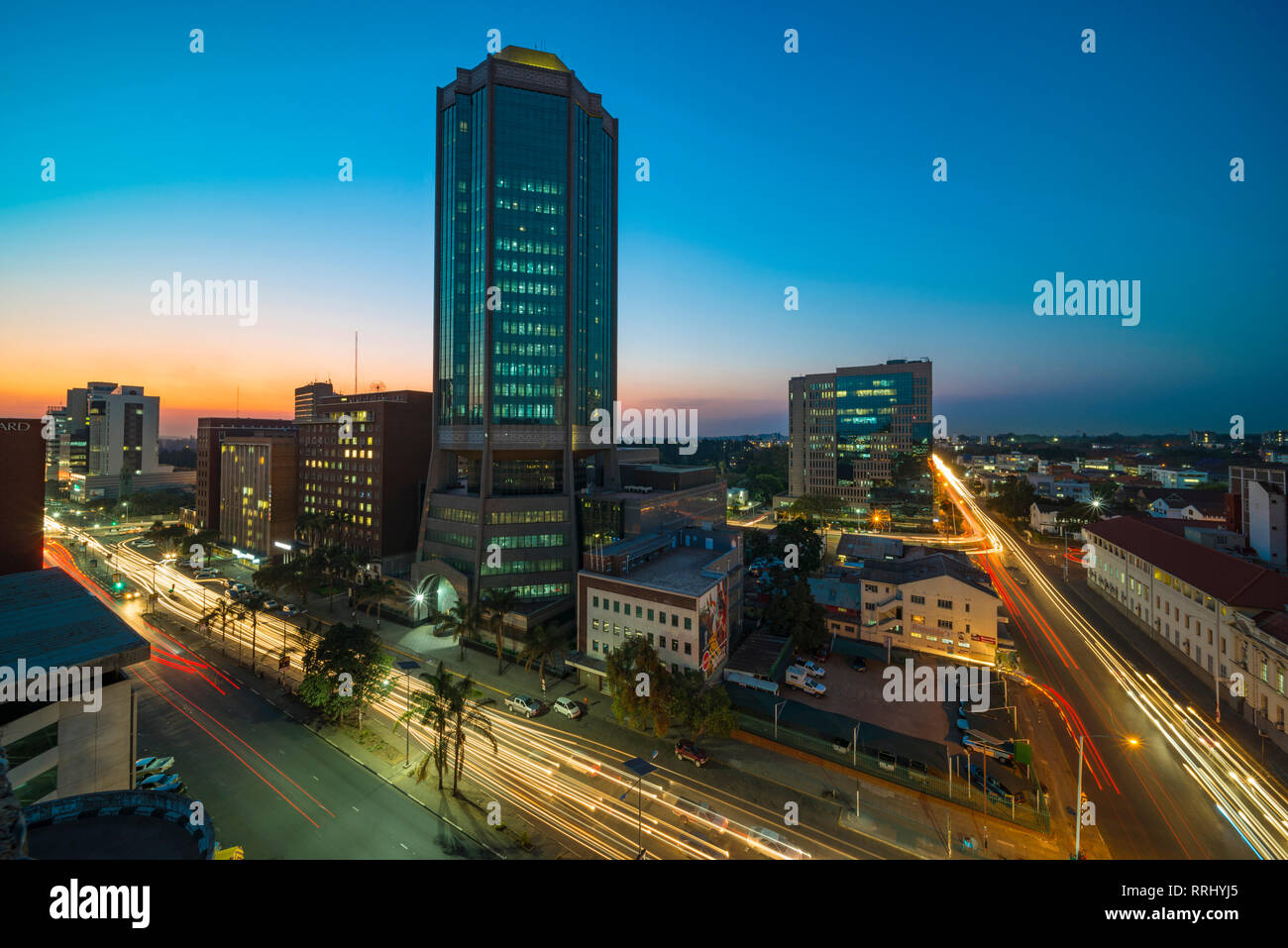 Evening lights in Zimbabwe's capital city Harare Stock Photo Alamy